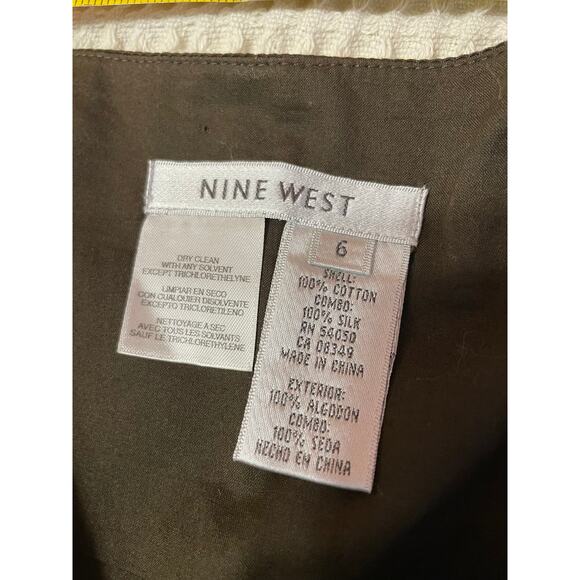 Nine West Y2K Style Cotton & Silk Brown Floral Embroidered Flutter Midi Skirt 6 - Picture 3 of 12